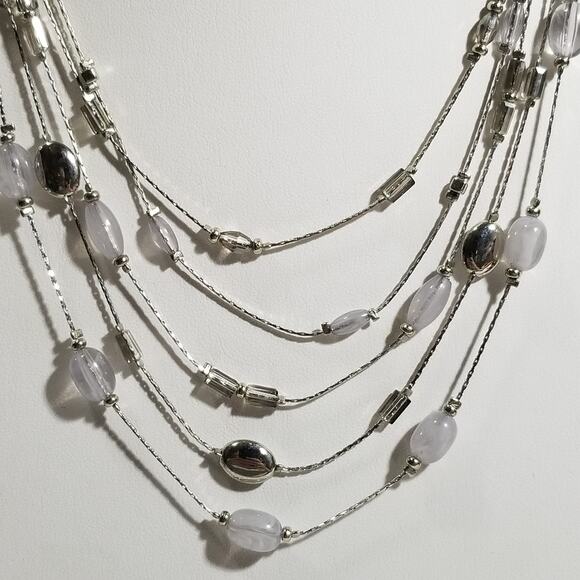 Lc five strand silver tone with smokey beads 17" (1.1365) - Picture 5 of 7